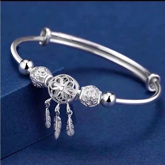 Sterling Silver Dreamcatcher Matching Bangle Bracelet, Earrings Necklace Set - Picture 5 of 9